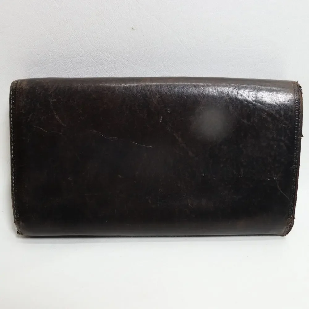 Vtg Valenini Clutch Wallet Black Leather ID Cards Cash Multi Compartments